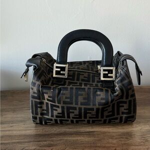 Fendi Black and Tan Monogram Satchel